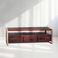 Handcrafted Rosewood Carnival TV Console with Honey Finish
