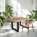 Switch Solid Acacia Wood Dining Table with Iron Legs | The wood of arts Dubai - The Wood of Arts Antique Furniture 1 image