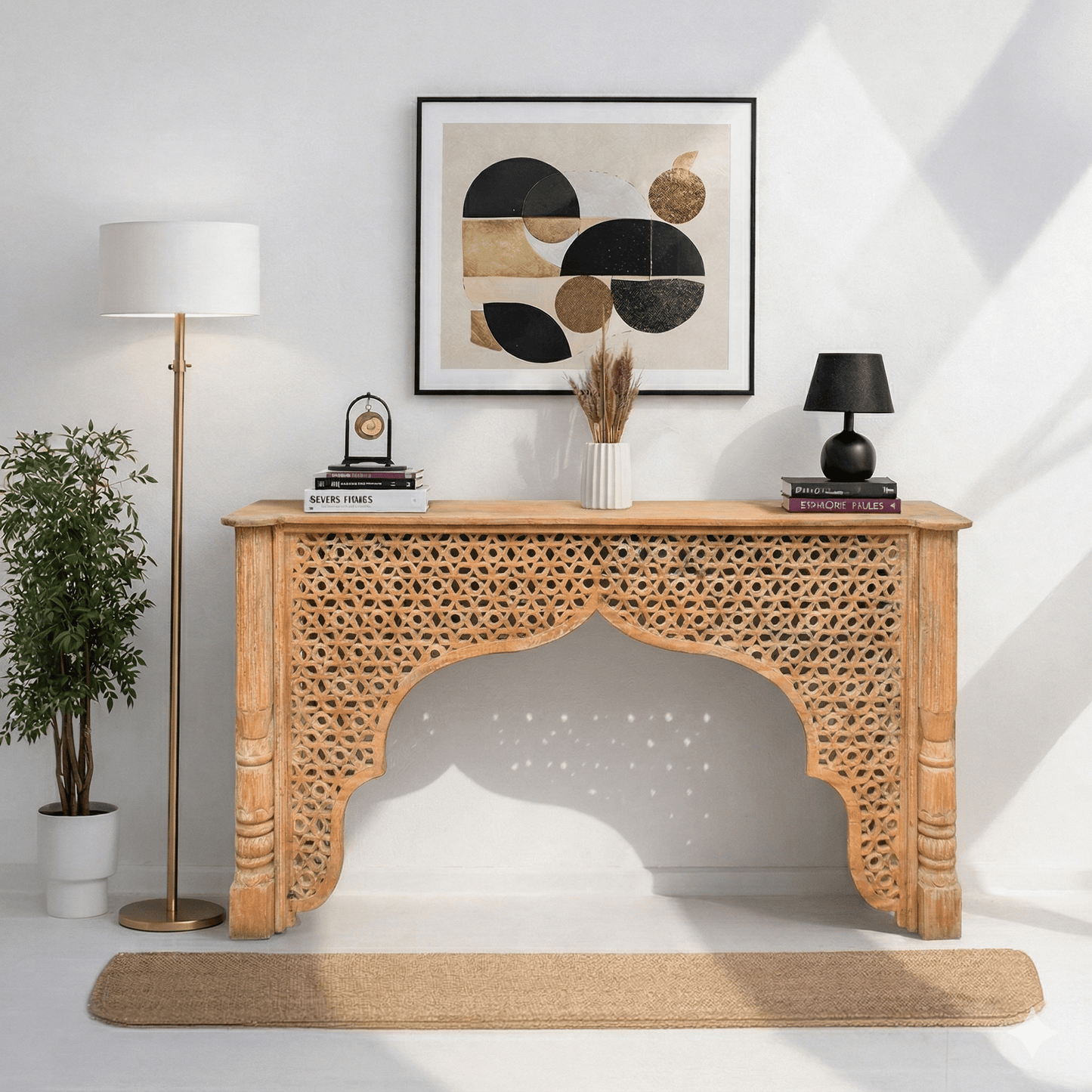 Elegant Islamic motif console table Qatar,Premium handcrafted wooden console Bahrain,hand carved console wood in Dubai,vintage entrance table wood, natural hand finish decor console wood Abu Dhabi,