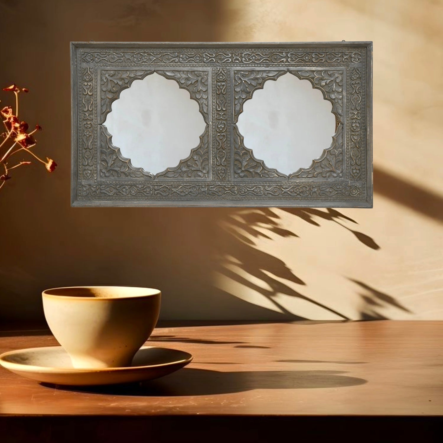 Solid Wood Hand Carved Double Arch Mirror Frame | Dubai UAE