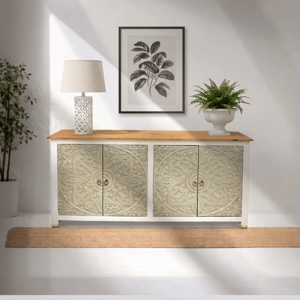 Luxe Boho sideboard cabinet - modern rustic storage console