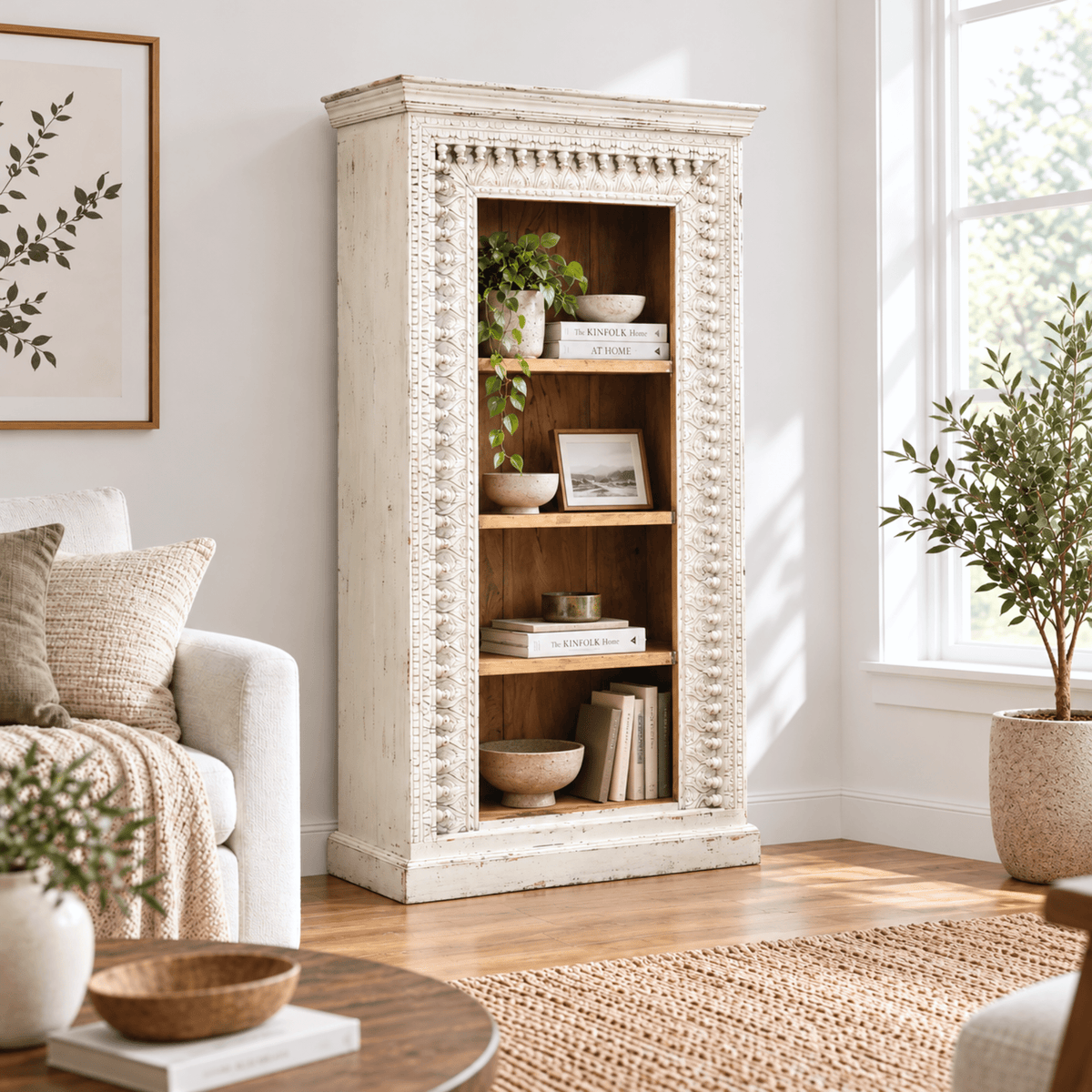 Premium Solid Mango Wood Library Display Unit