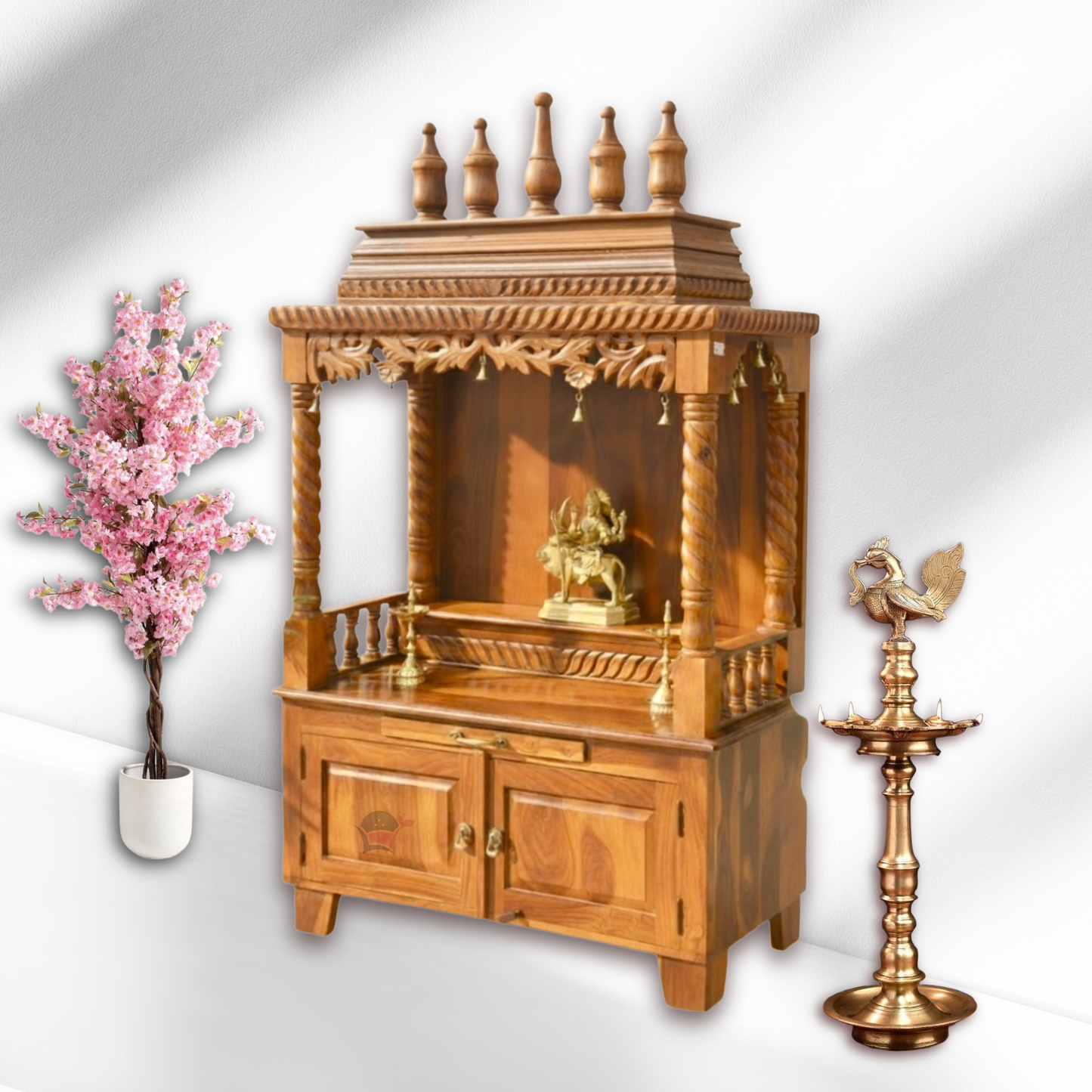 Solid wood worship cabinet
natural wood pooja cabinet