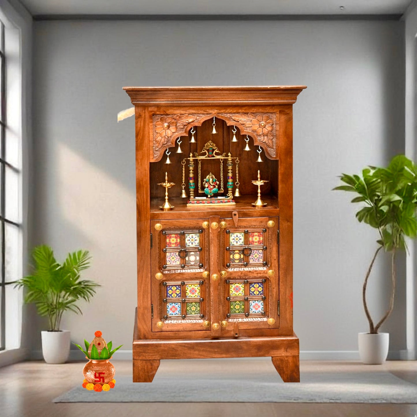 Carved Wooden Temple For Homes
Premium Solid Wood Pooja Temple