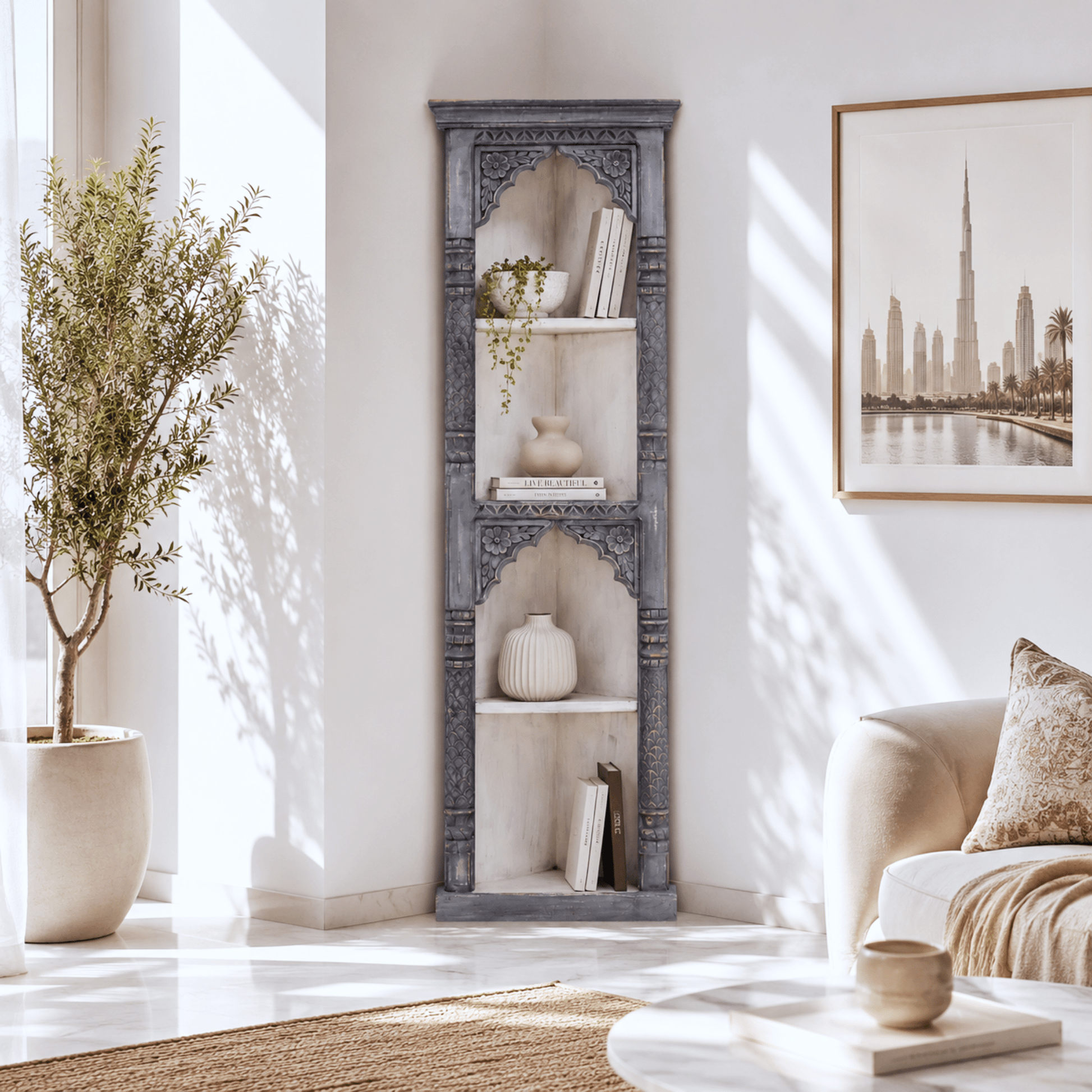 Royal Arch Design Solid Wood Corner Display Stand