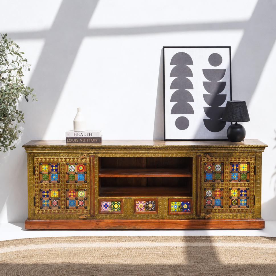 Royal Vintage Solid Sheesham Wood Entertainment Units
