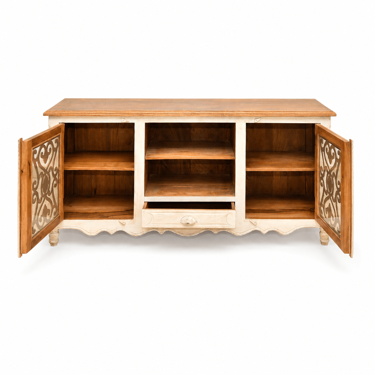 The Ivory Crest Entertainment Unit | White Rustic TV Cabinet UAE