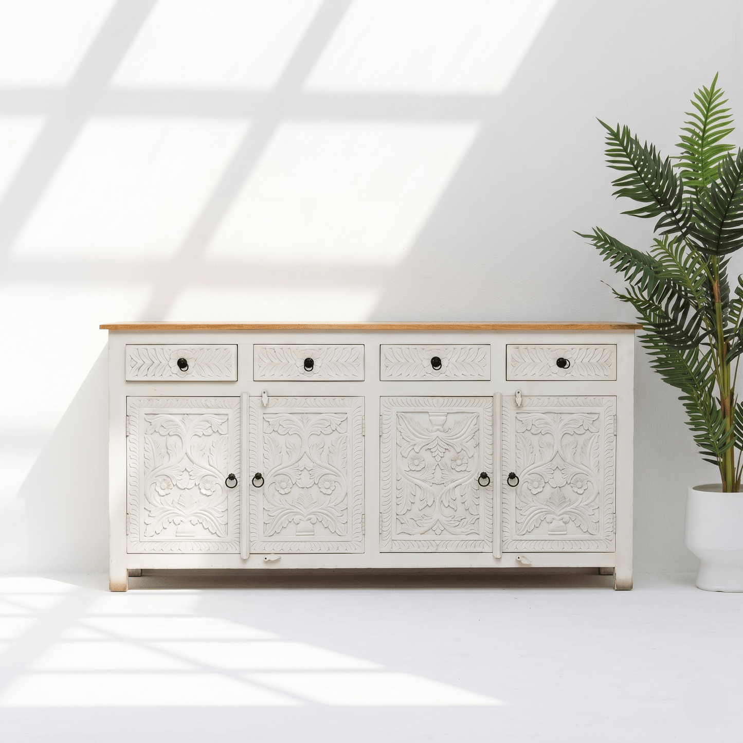 Luxury dining room wooden sideboard, White rustic furniture Muscat Oman, , Elegant carved wood hallway cabinet, Traditional handcrafted wooden sideboard Oman,sideboard,