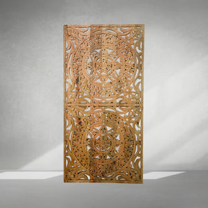 Hand Carved Mango Wood Wall Panel | Luxury Wooden Wall Décor UAE