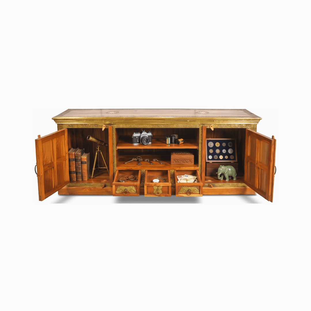 The Grand Palace Rosewood Media Console with brass work