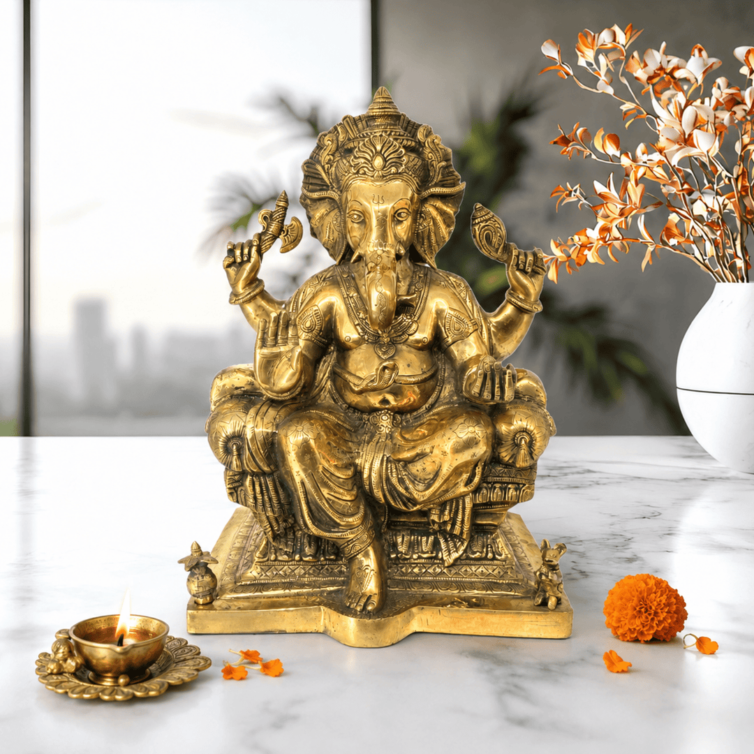 Hindu Traditional Brass Idol For Home Decor Ganpati 18 Inches