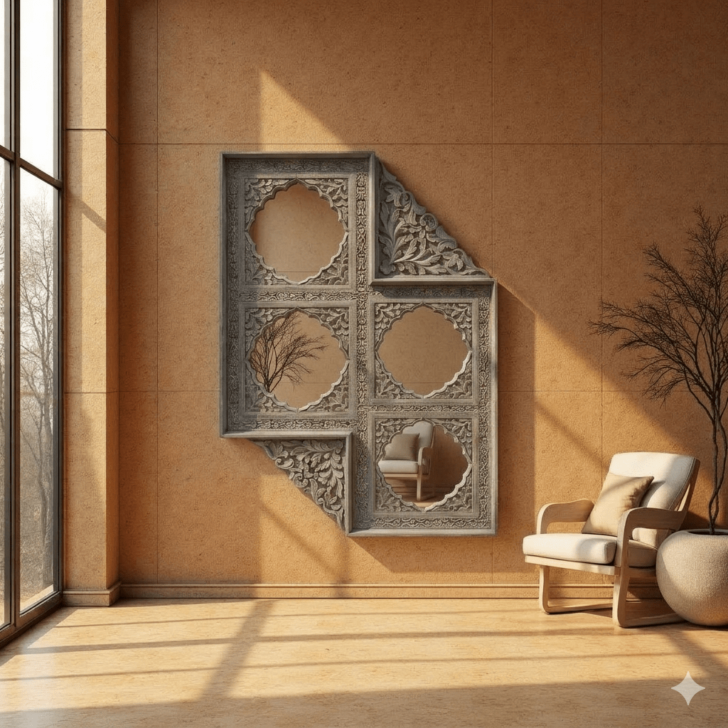 Hand Carved Mango Wood Jharokha Mirror Frame | UAE