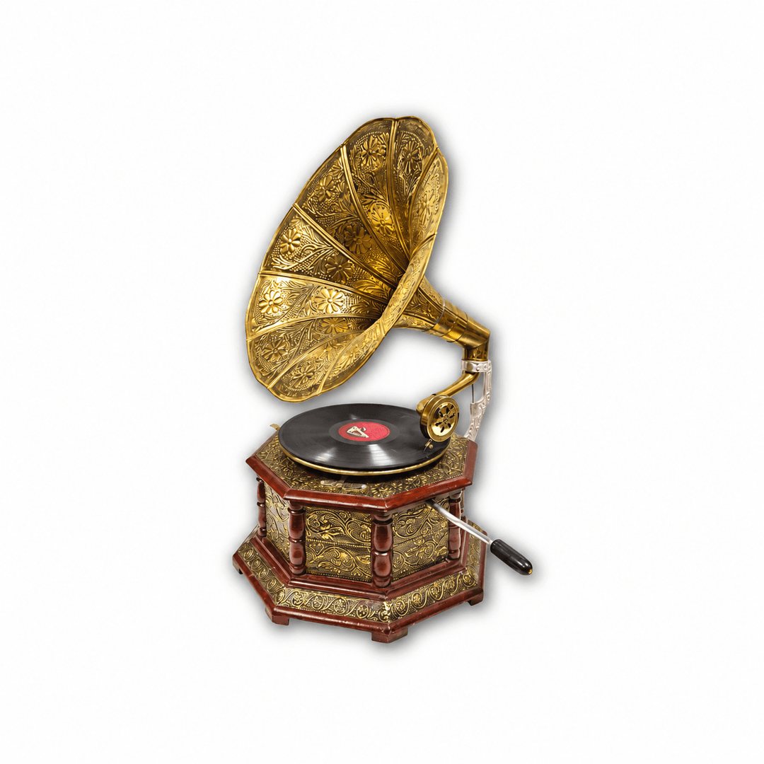 Antique working Gramophone with brass fitted work