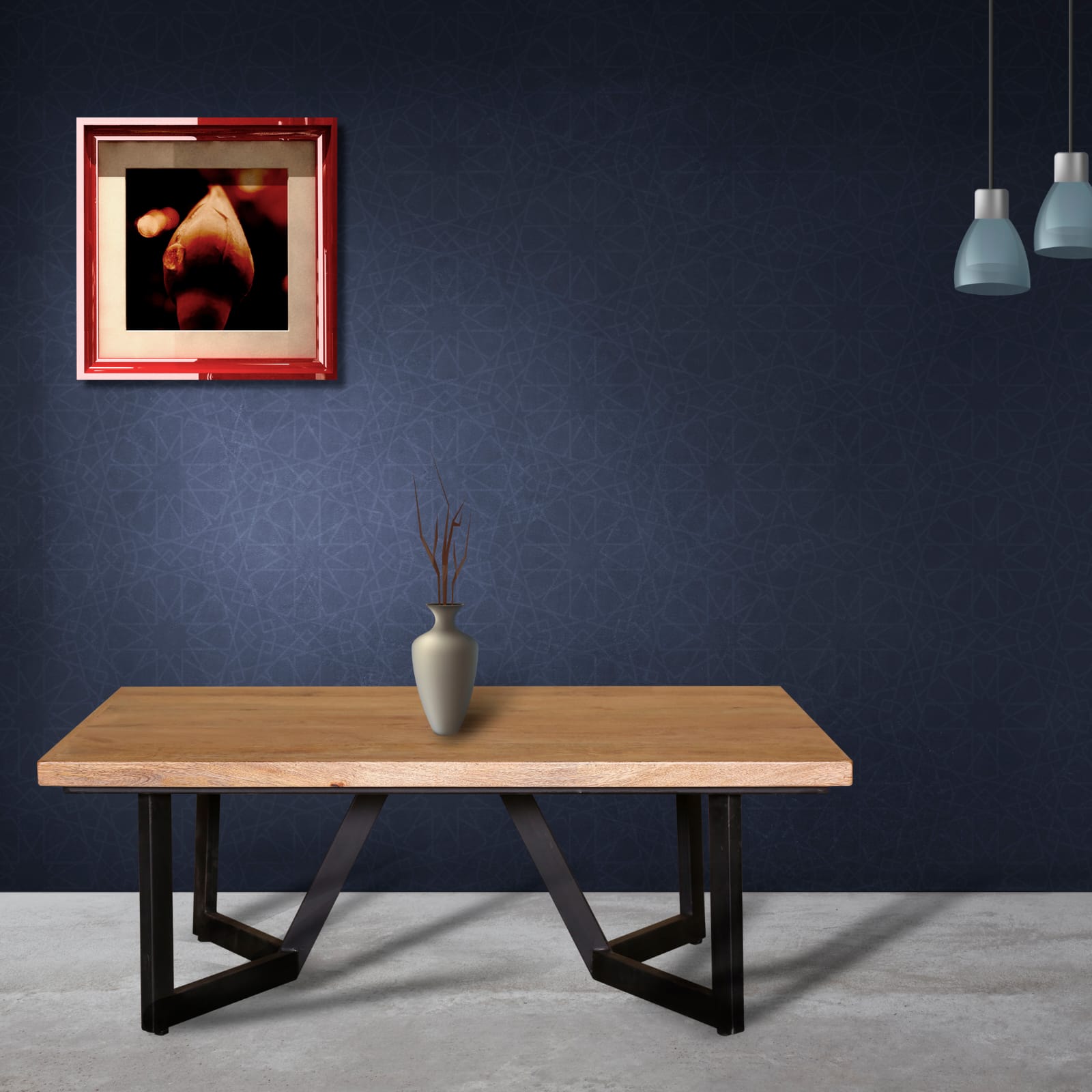 Wooden Coffee Table Metal Legs WCTML