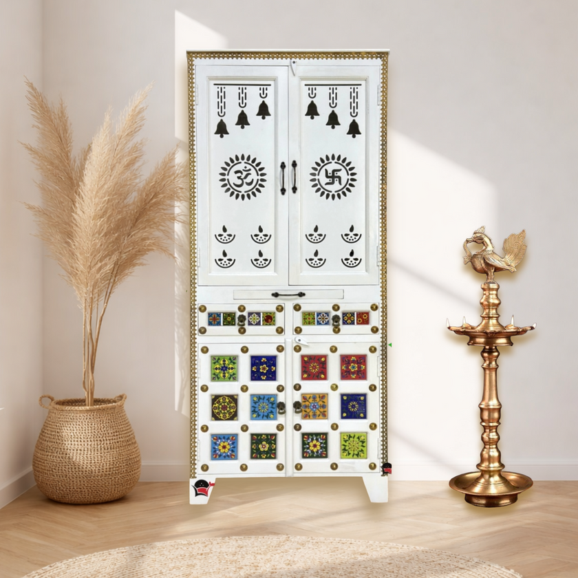 Handcrafted Indian Wooden Prayer Mandir Dubai
Solid Sheesham Temple With Doors Sharjah
White Finish Traditional Home Mandir Ajman