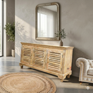 تبديل الصورة  Solid Mango Wood Storage Cabinet Dubai, Three Drawer Wooden Sideboard Design sharjah, Natural Wood Top Buffet Cabinet Abu Dhabi, 1