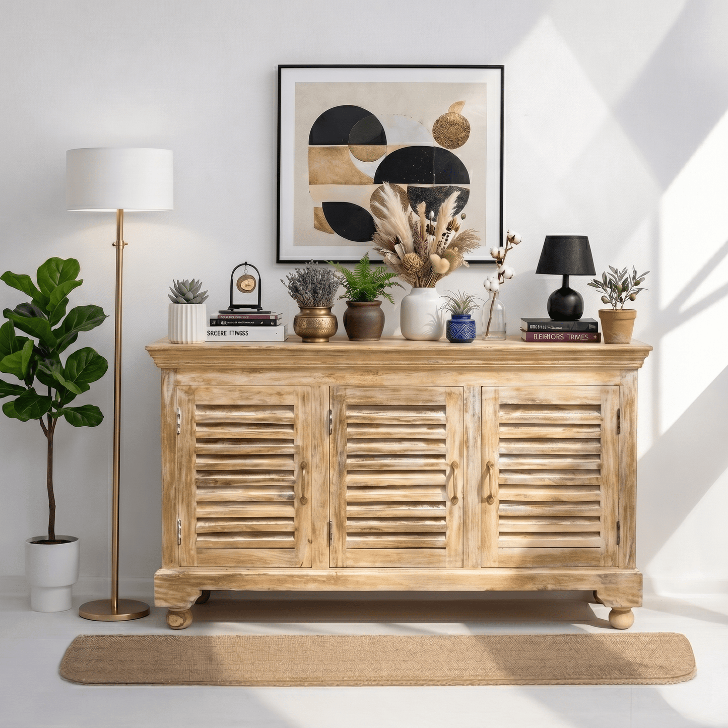 Solid Mango Wood Storage Cabinet Dubai, Three Drawer Wooden Sideboard Design sharjah, Natural premium Wood Top Buffet table,