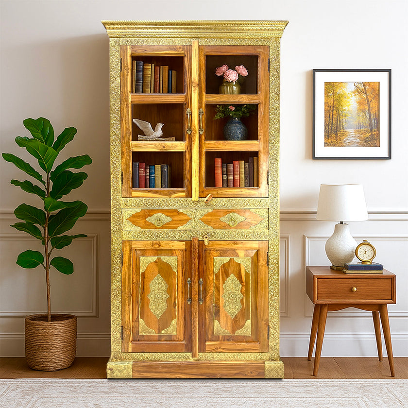 Wooden bookshelf for living room
Solid wood bookshelf bedroom decor
Office wooden bookshelf brass design