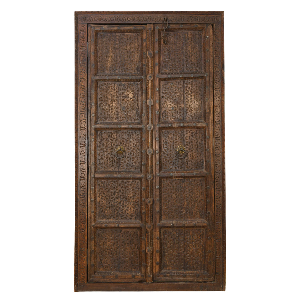 Antique Carved Front Door with Natural Antique Finish | UAE