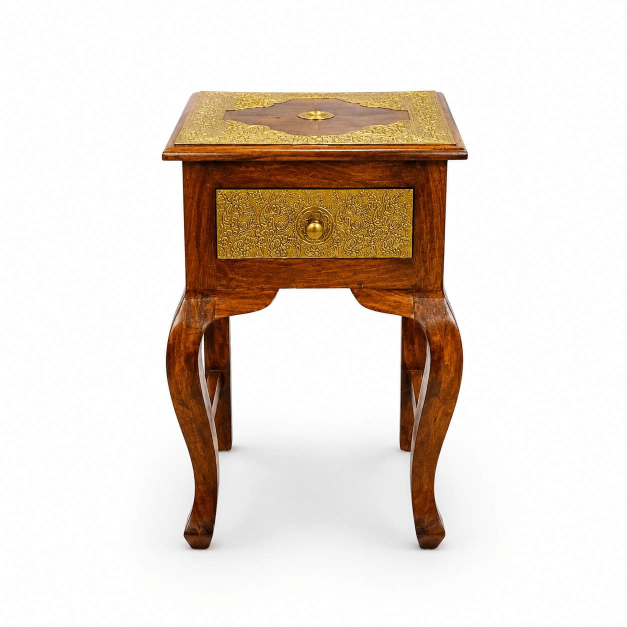 Solid mango wood display table,Brass fitted hand made coffee table,Squire hand made accent table UAE,Solid wood side table Dubai,