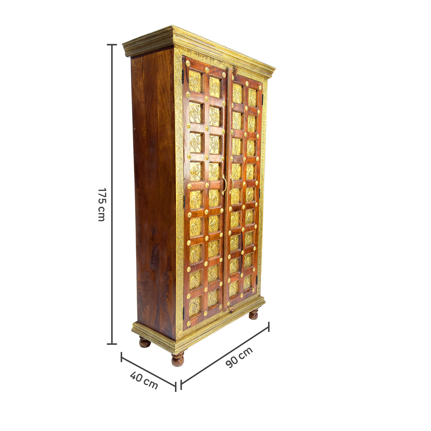 Solid sheesham cabinet for resorts
Brass artwork Indian wooden cabinet