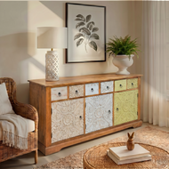 Bella Casa Solid Wood Accent Cabinet with Drawers for storage