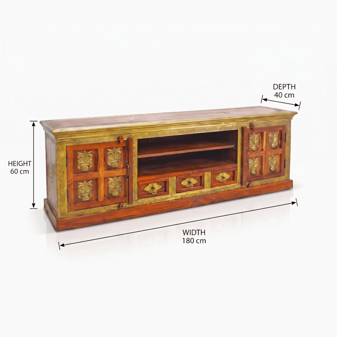 The Grand Palace Rosewood Media Console with brass work