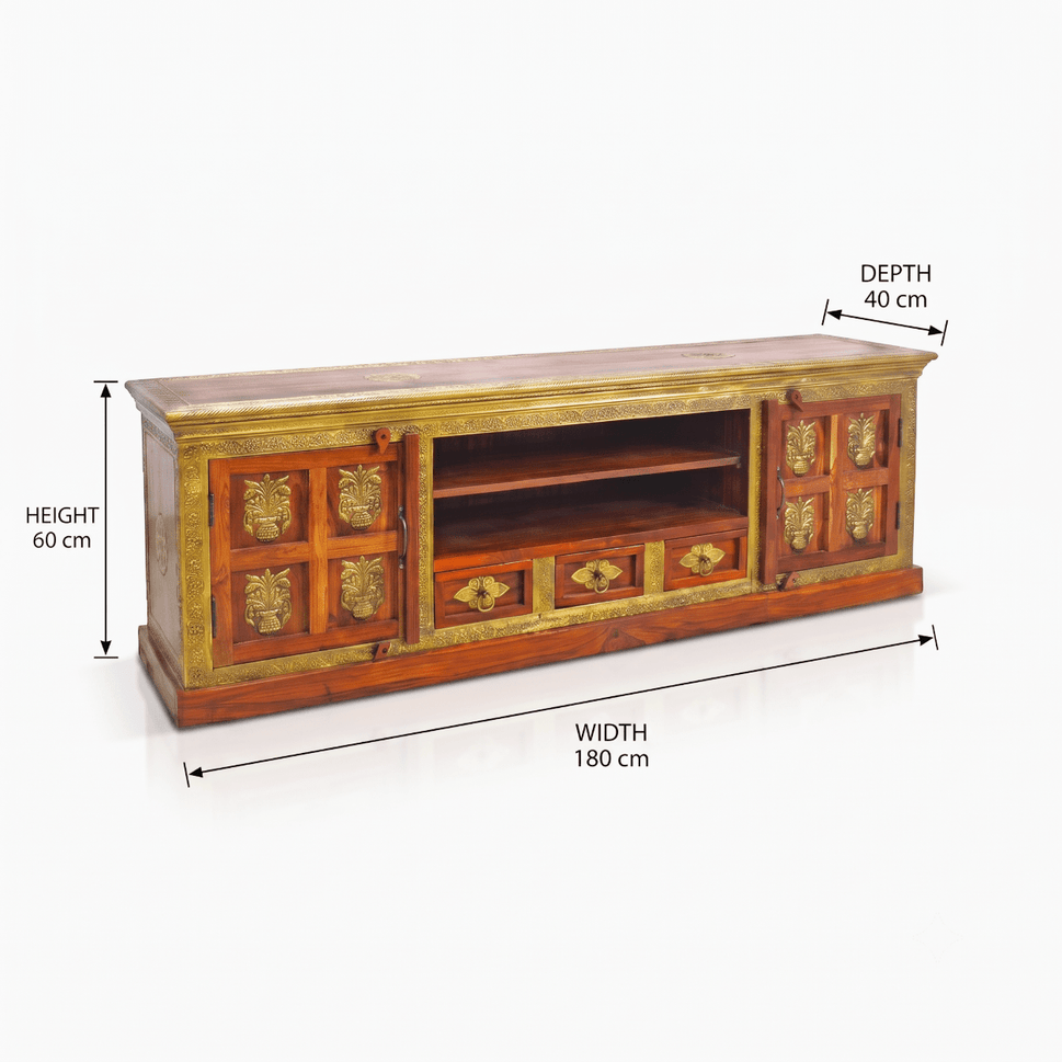 The Grand Palace Rosewood Media Console with brass work