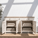 Switch Sideboard wood UAE, sideboard wooden near me Dubai, sideboard wood mirror,sideboard wood for living room, sideboard wooden for bedroom,Wooden side Cabinet with Mirror, Wooden buffet Cabinet with Drawers, 2 image