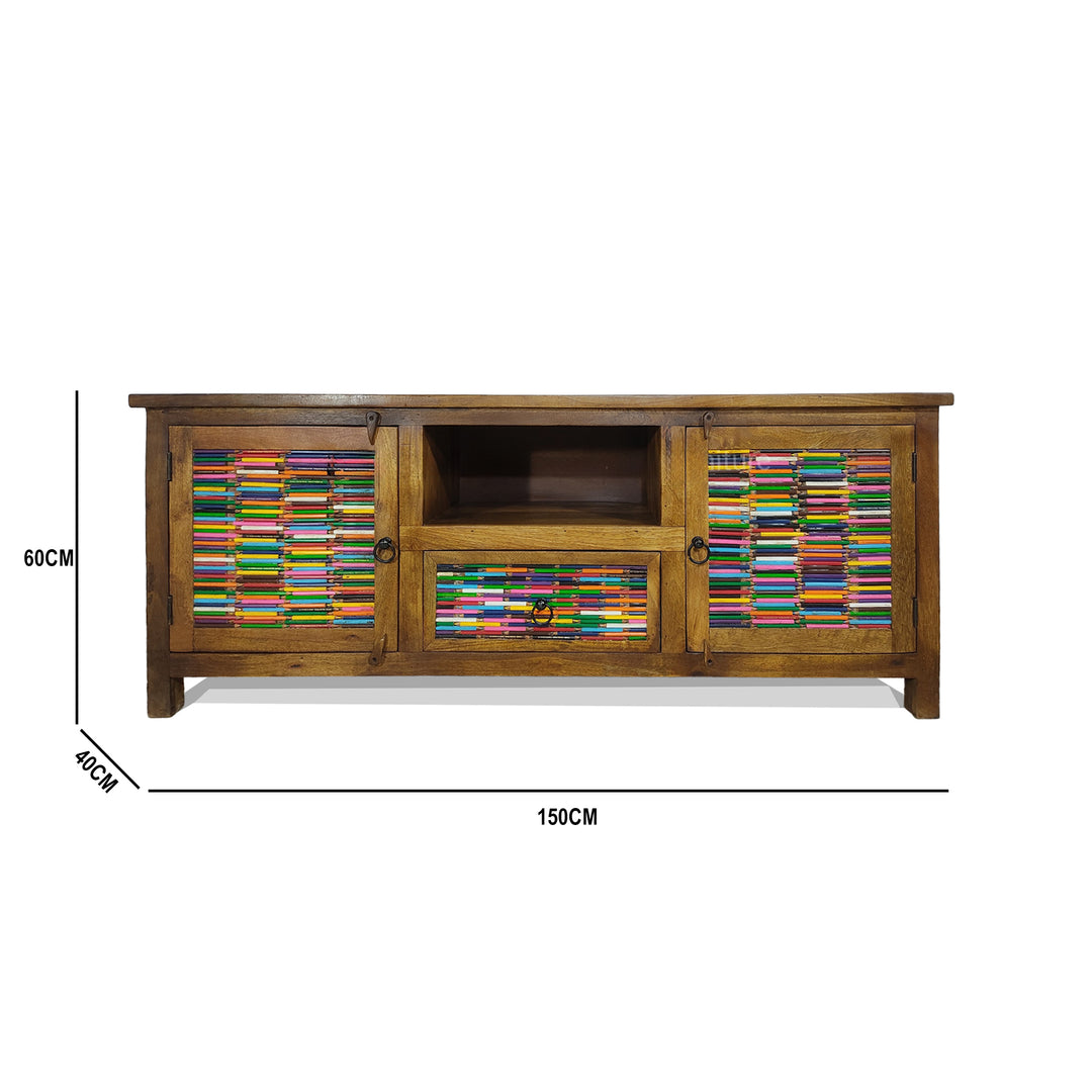 Indian Mango Wood patchwork TV console media unit