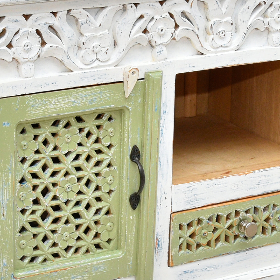 The Haveli Hand-Carved TV Unit UAE | Rustic Wooden Console Dubai