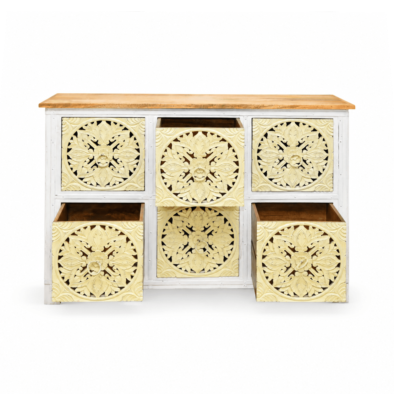 Ivoria Floral Carved Solid Wood Buffet chest of drawers