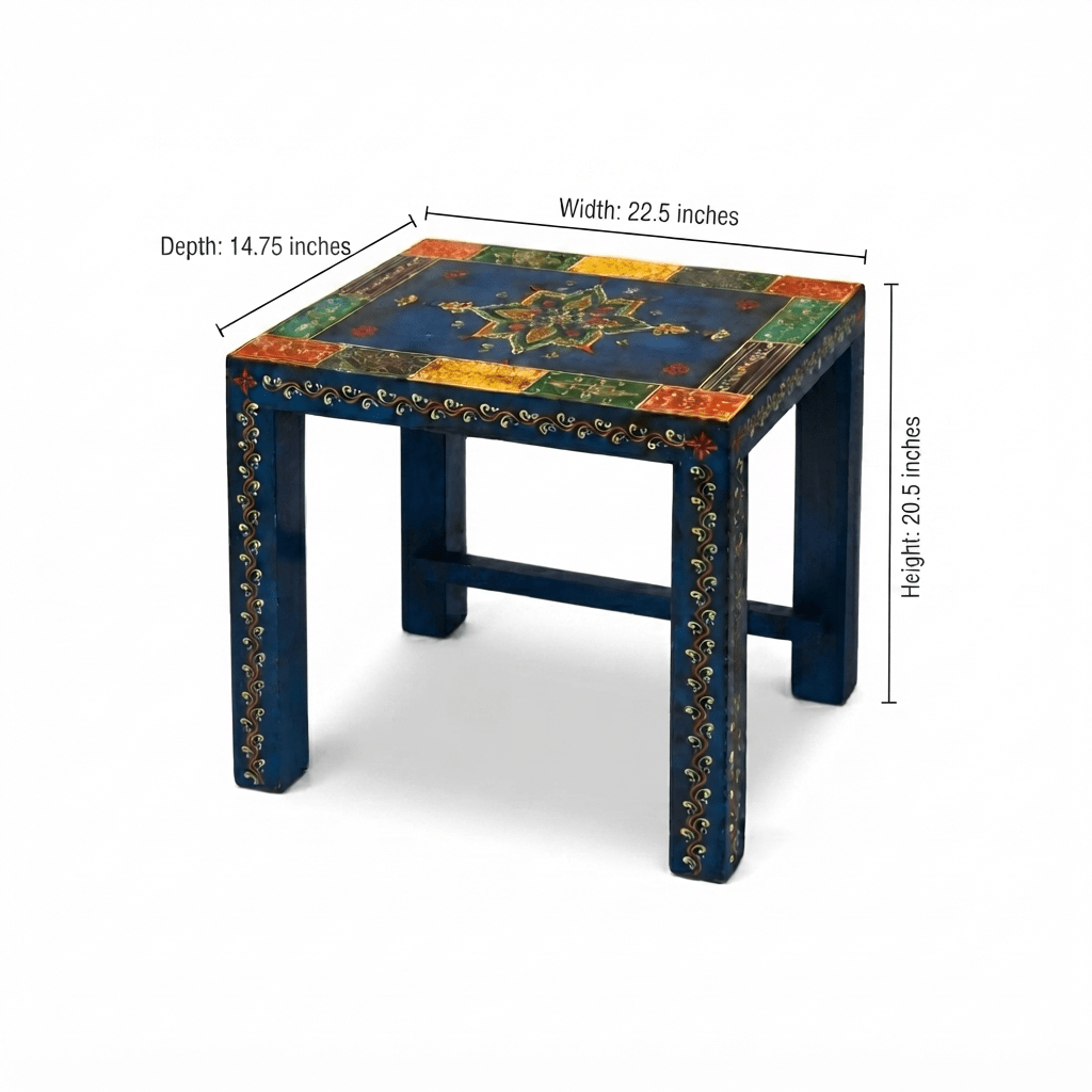 Multicolor blue handcrafted nesting tables set of 3 pieces