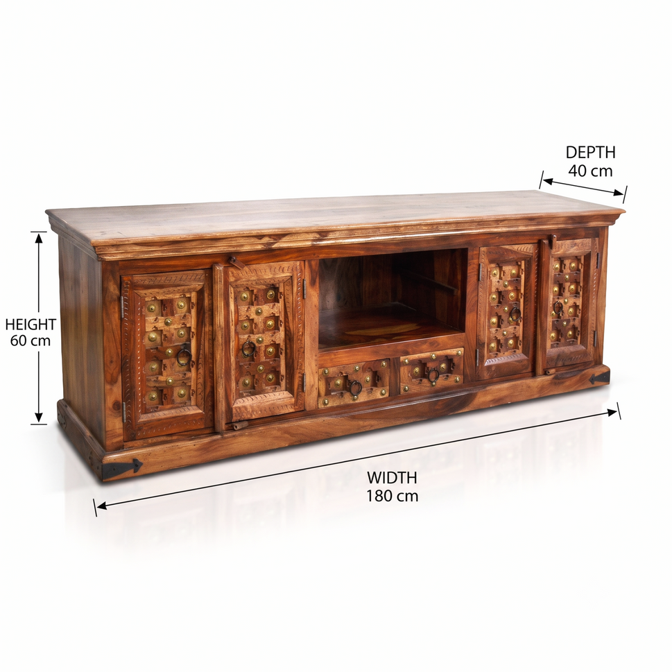 Royal Vintage Solid Sheesham Wood Entertainment Units