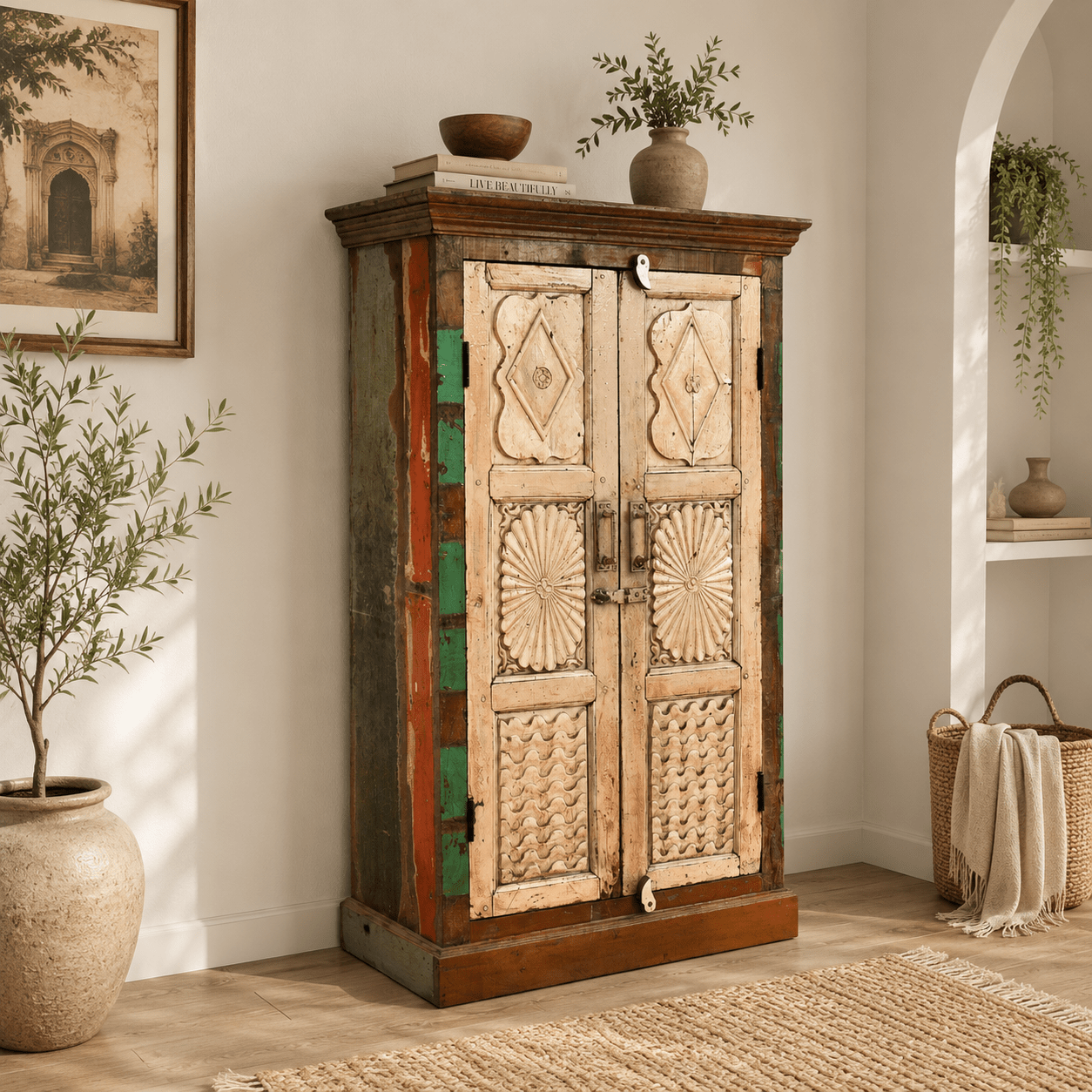 Premium Vintage Recycled solid Teak Wood Storage Cabinet