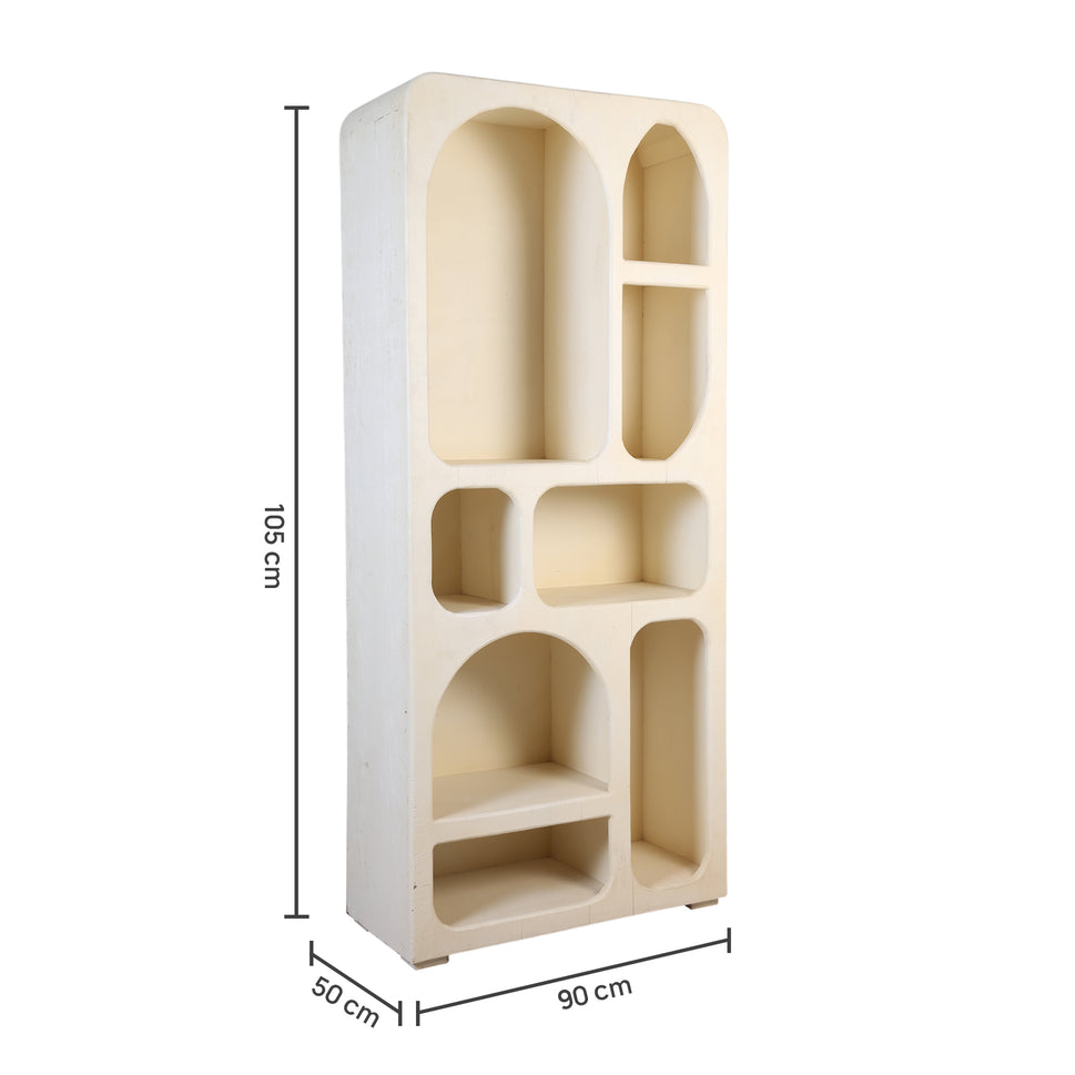 Prestige Luxury Arch Bookshelf & Display Unit with white rustic finish