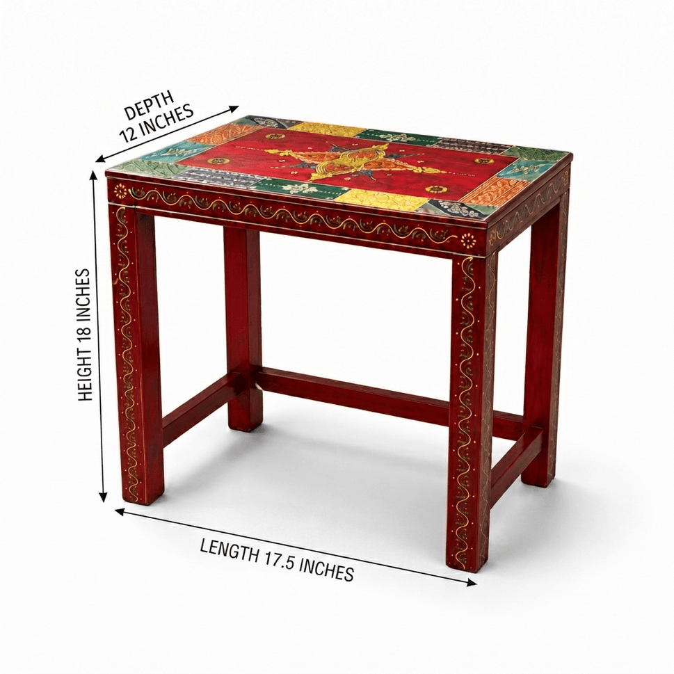 Bohemian Hand-Painted Mango Wood Nesting Tables – 3 Piece