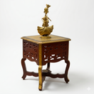 Switch solid wood brass side table UAE, hardwood antique side table Dubai UAE, mango wood accent table Abu Dhabi, natural Indian wood table Sharjah,  2 image