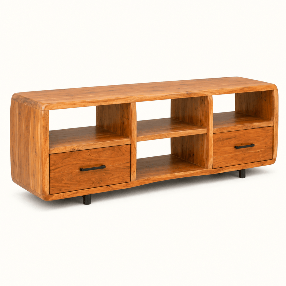 The Arlo Natural Wood TV Stand | Open Shelf Media Console UAE