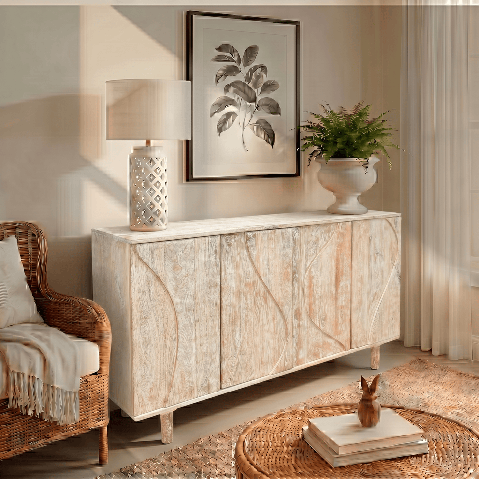 Savanna White Antique Finish Modern Farmhouse Sideboard