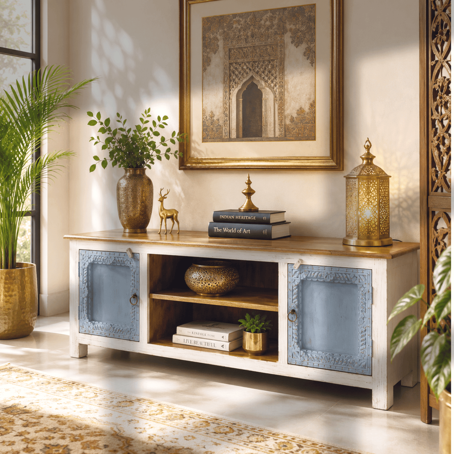 premium wood TV unit,modern classic design TV cabinet, modern antique design media console, modern vintage design TV stand, rustic finish TV cabinet, storage TV console vintage design UAE, mango wood entertainment center,

