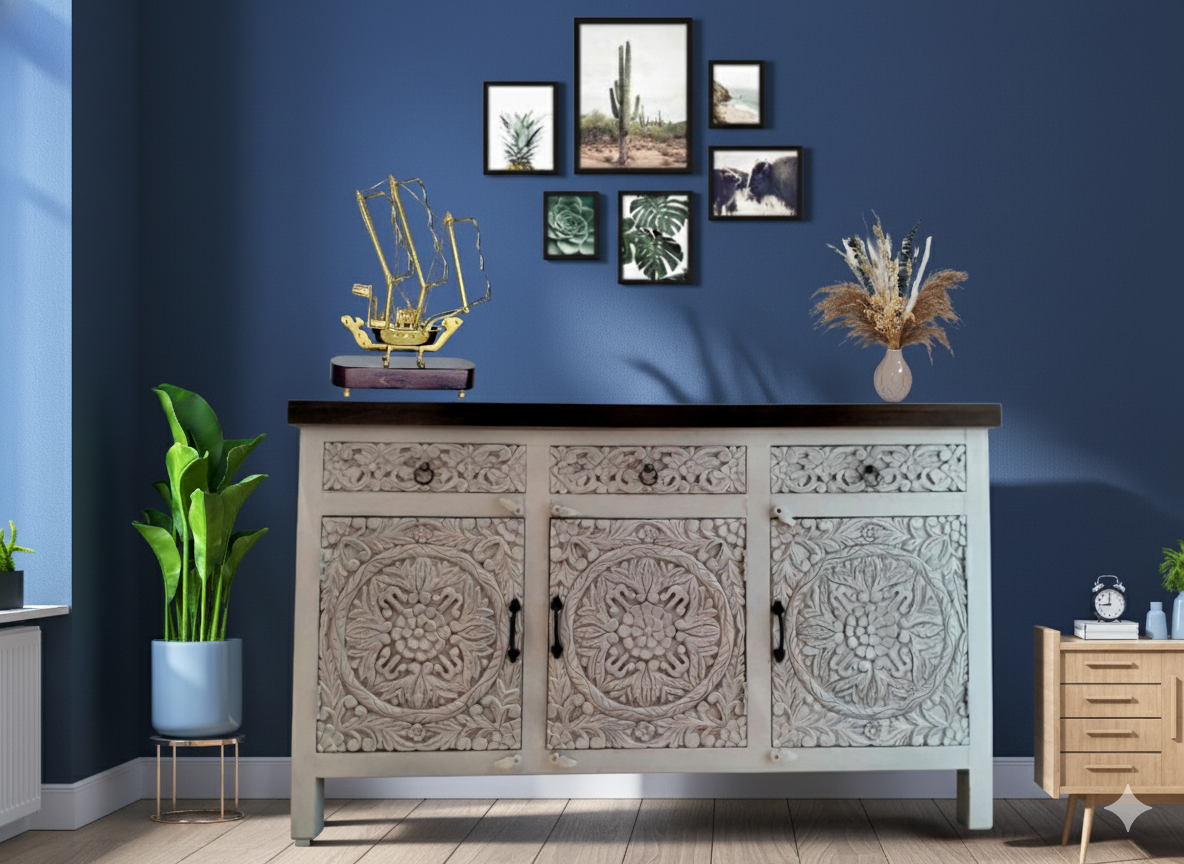 handcrafted wooden buffet for UAE
carved wooden sideboard
