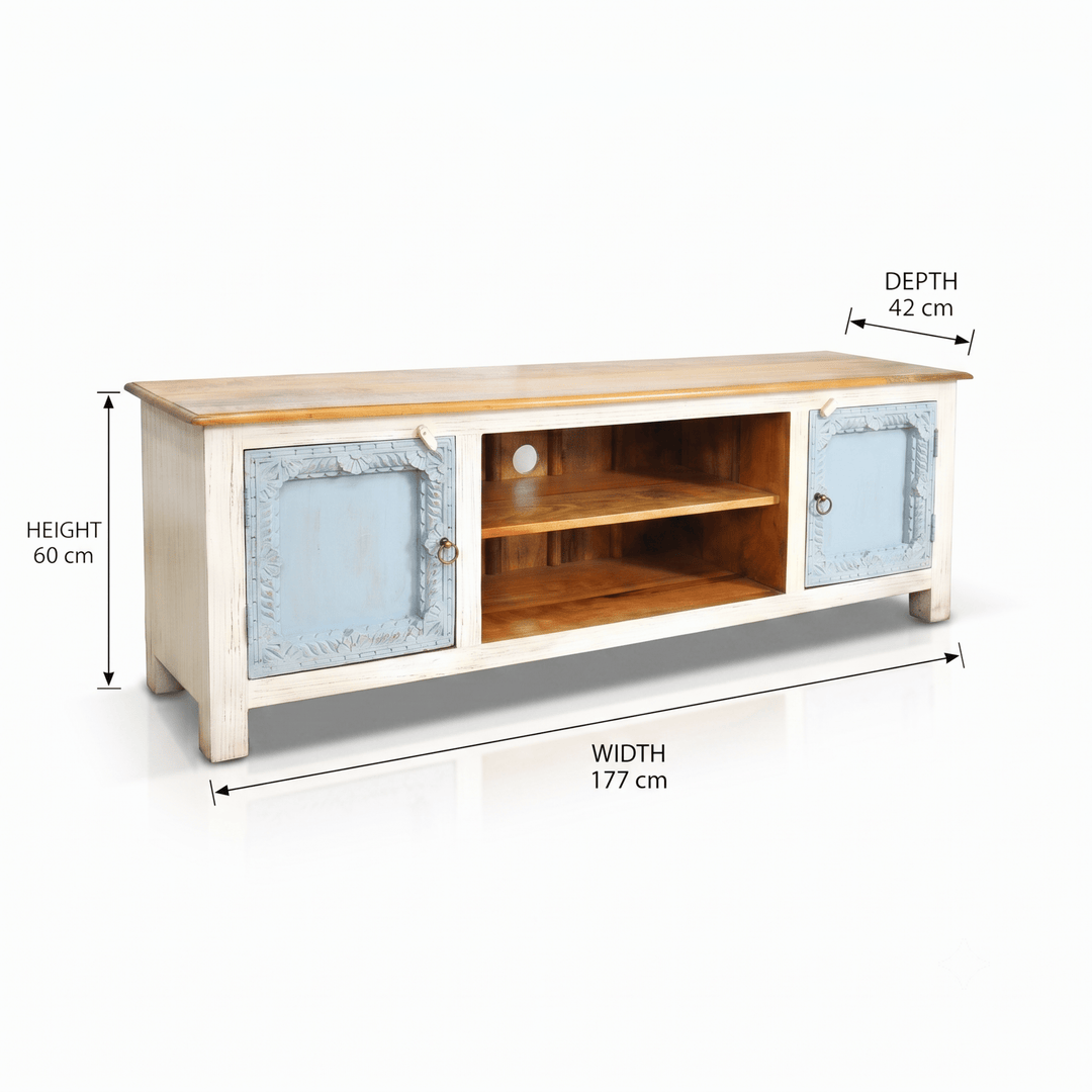 The Dubai Prestige Rustic Mango Wood Entertainment Center
