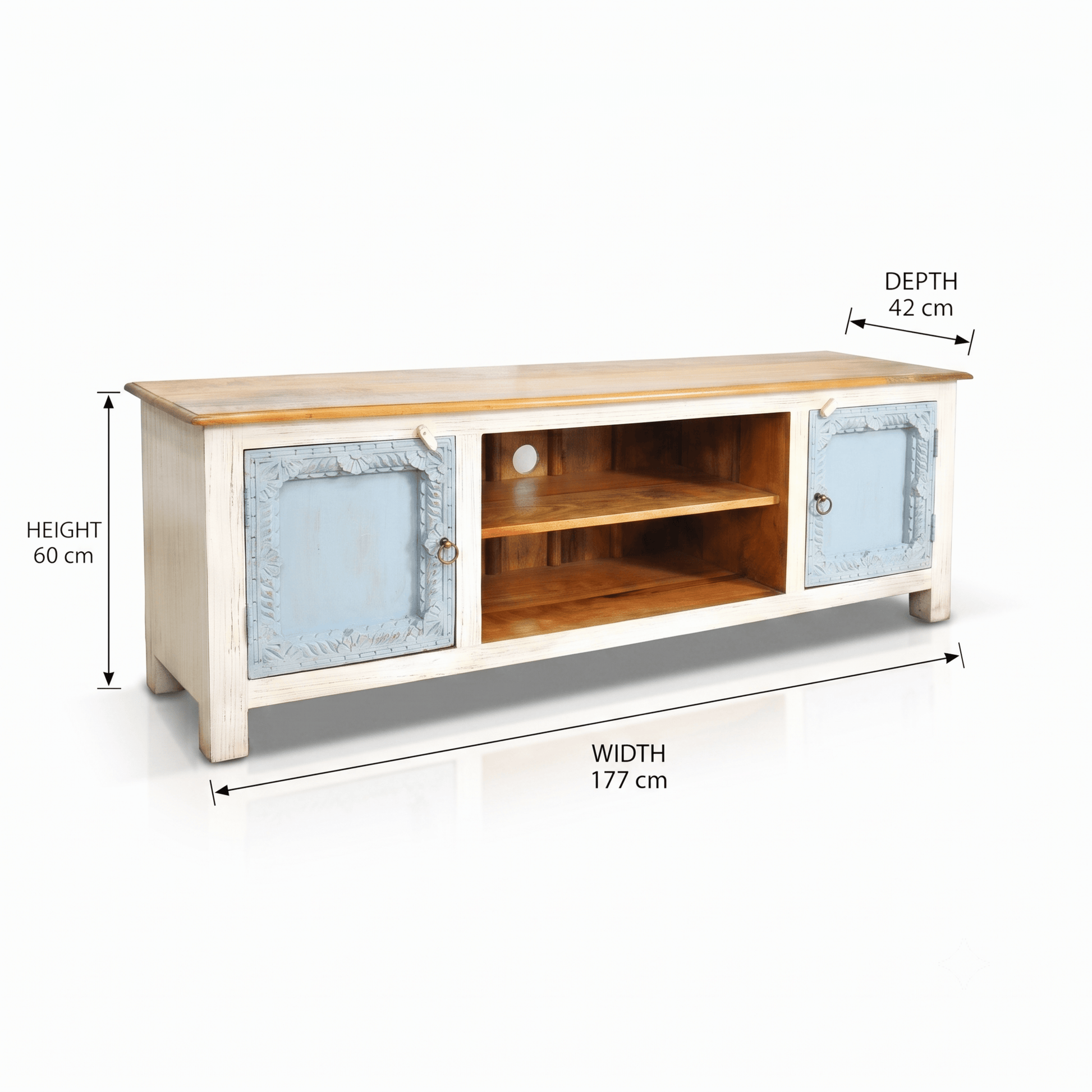 The Dubai Prestige Rustic Mango Wood Entertainment Center