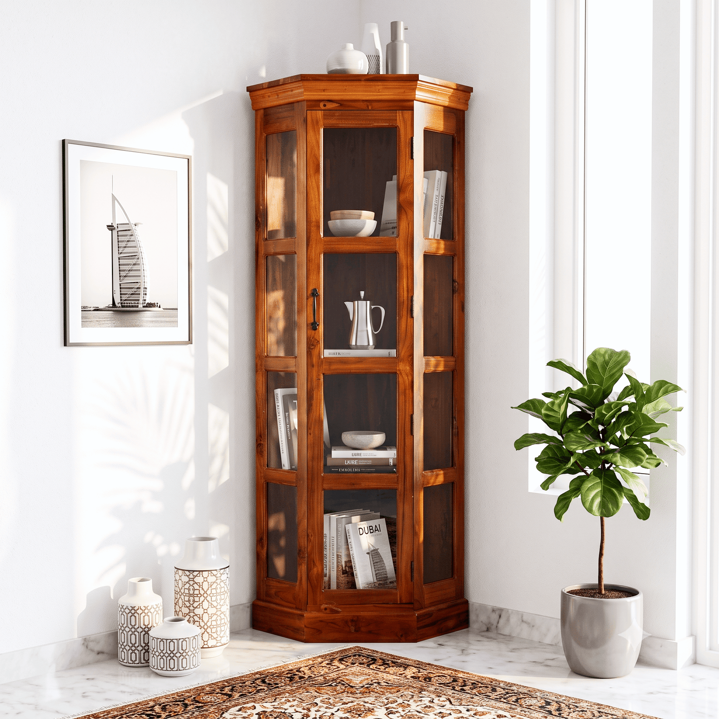 display cupboard hand made, glass display cabinet hand made, display showcase real wood, curio cabinet handicrafted, glass showcase cabinet real wood, handicrafted vintage corner display cabinet, 
