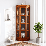 Opulent Solid Teak Wood Glass Display Cupboard with honey finish