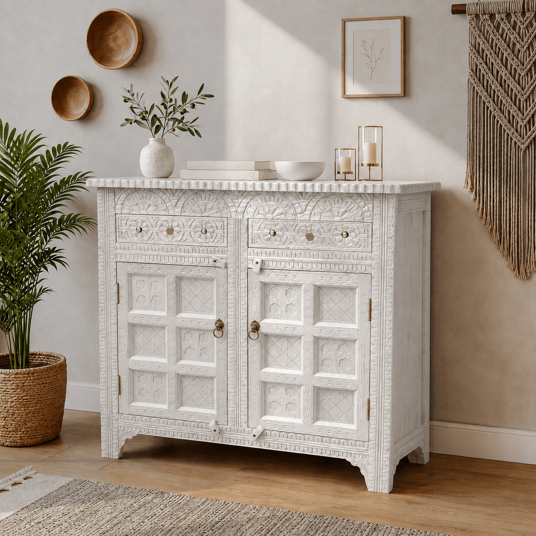 Imperial Hand-Carved Wooden Console Cabinet buffet