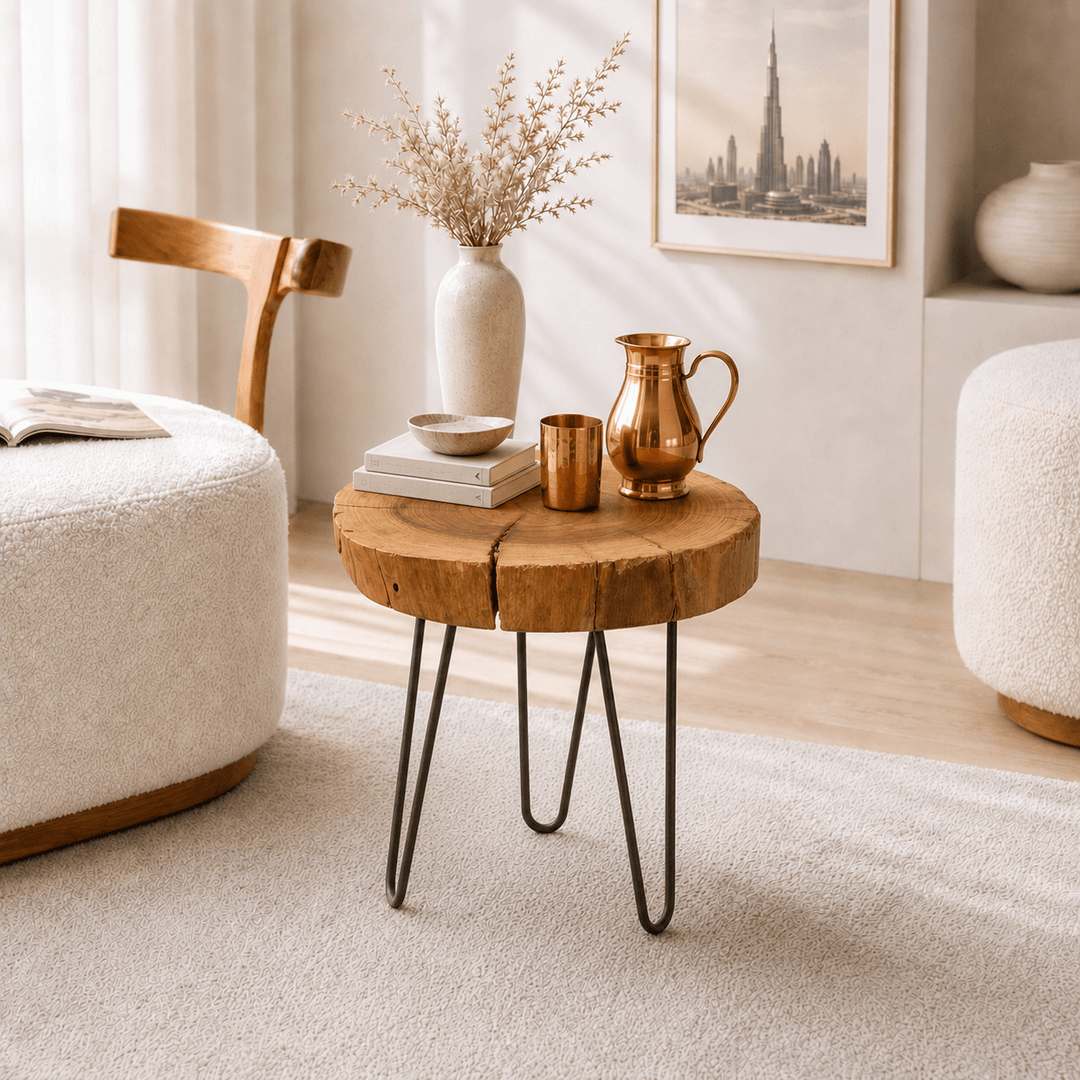 Organic Live Edge Wooden Stool Table