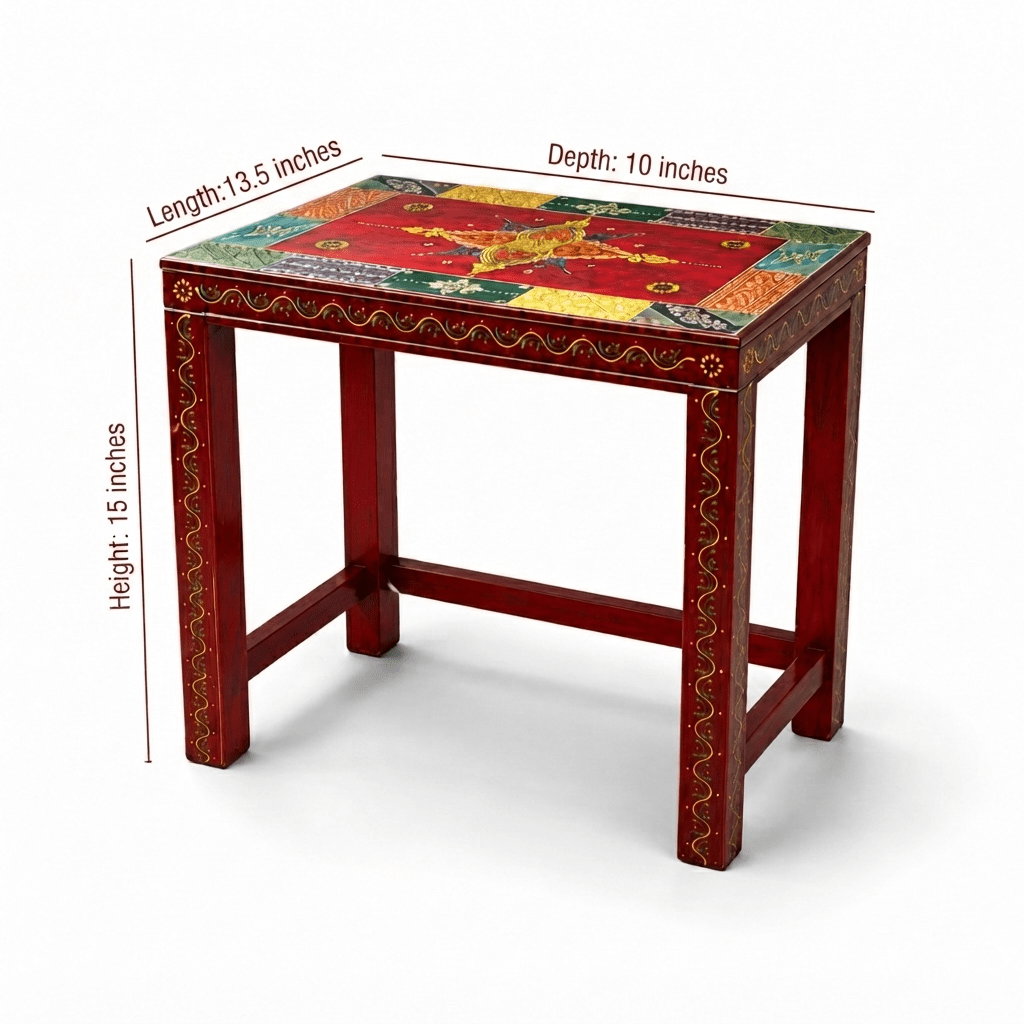 Bohemian Hand-Painted Mango Wood Nesting Tables – 3 Piece
