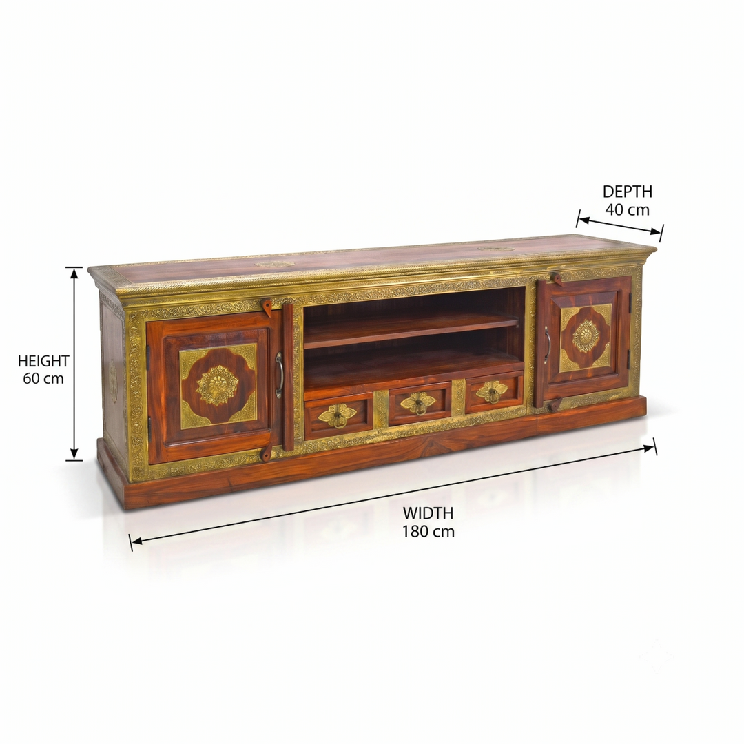 The Grand Palace Rosewood Media Console with brass work